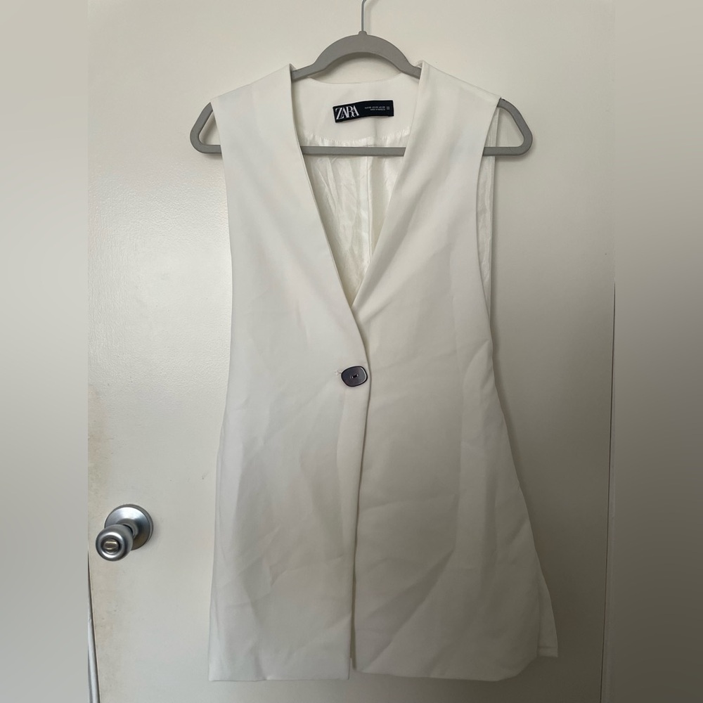 Zara White Buttoned Vest Dress